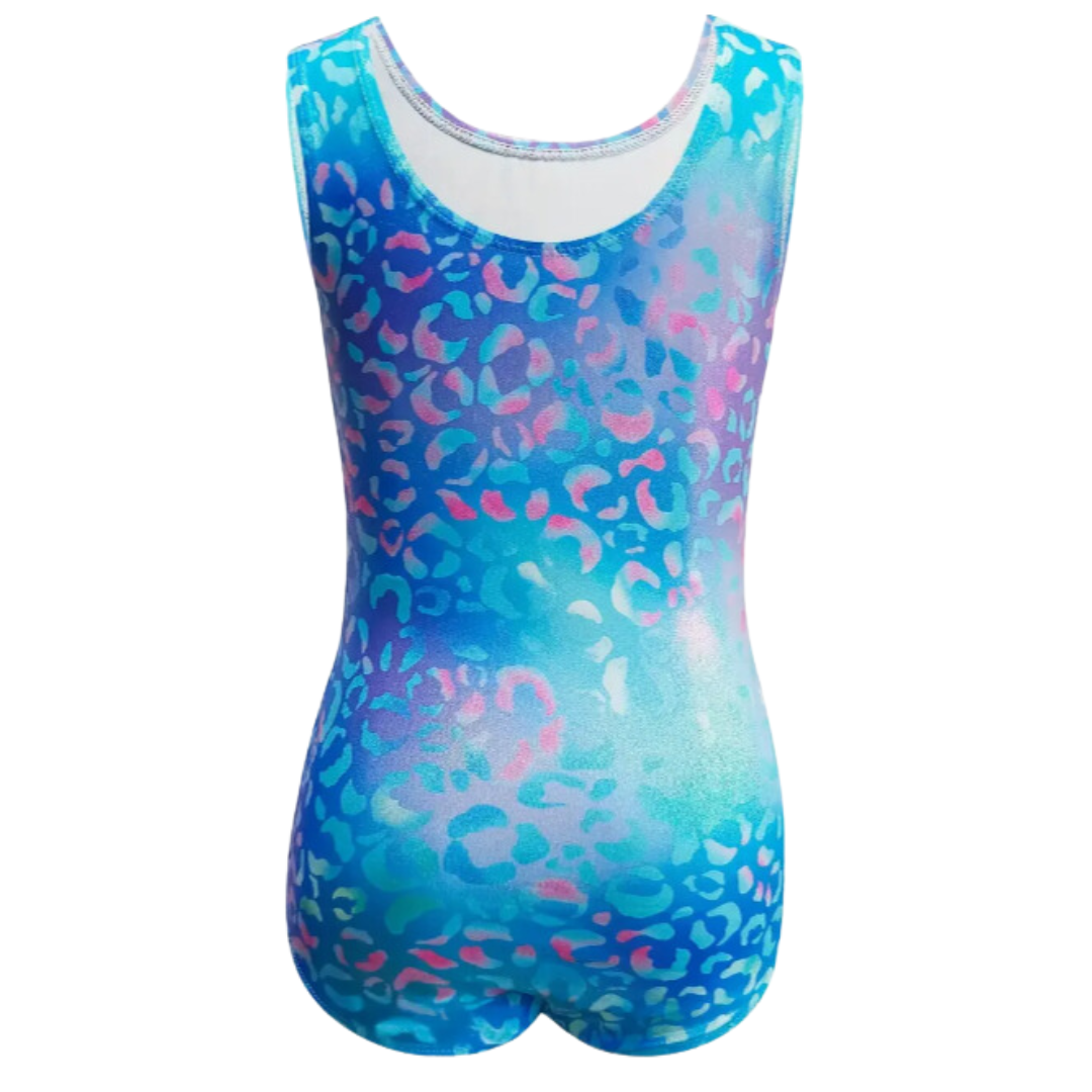 Metallic Leopard Print Gymnastics Leotard