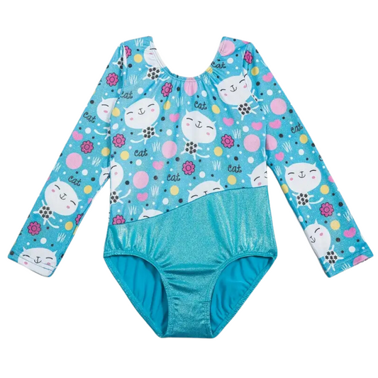 Girls Cartoon Cat Gymnastics Suit