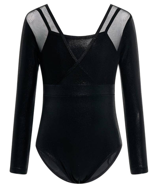 Metallic Mesh V-Neck Leotard