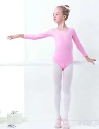 Girls Long Sleeve Pink Leotard