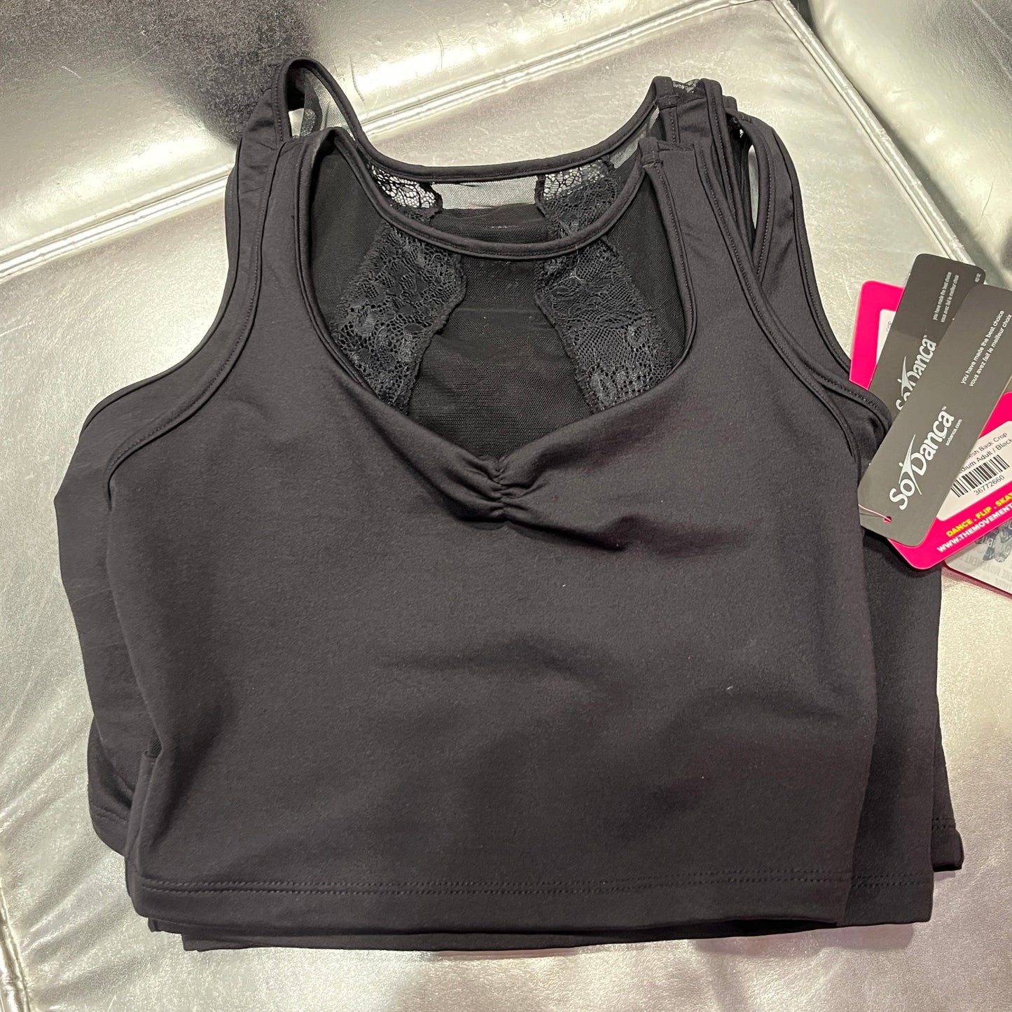 Black Mesh Back Crop