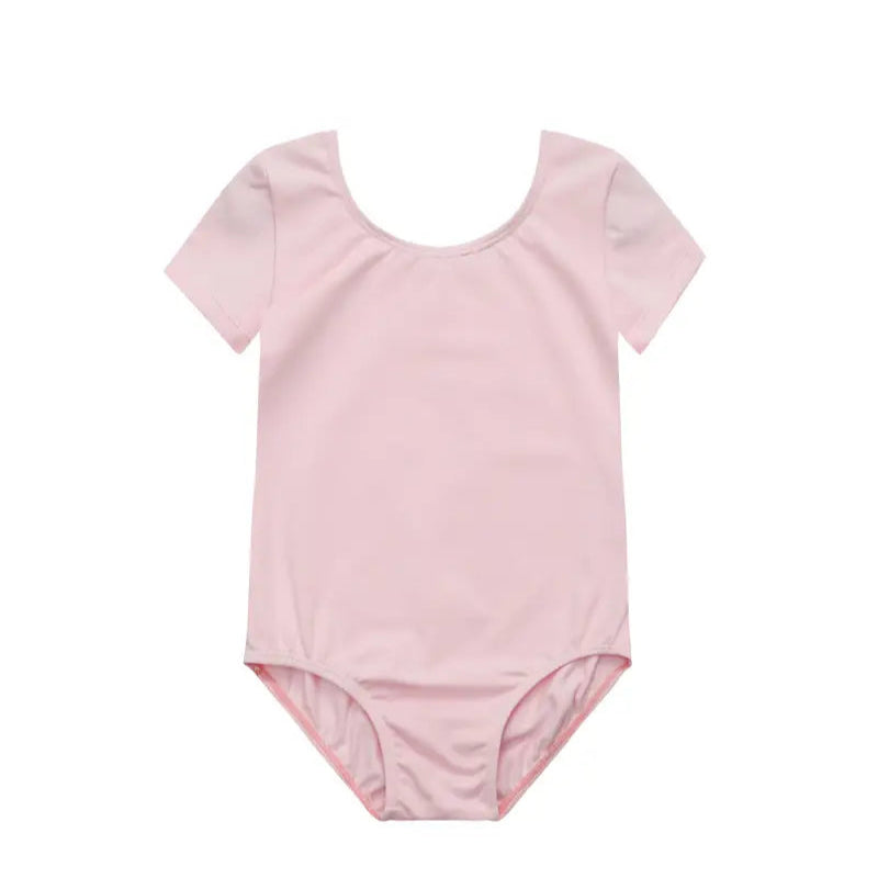 Pink bodysuit with short sleeves on a white background