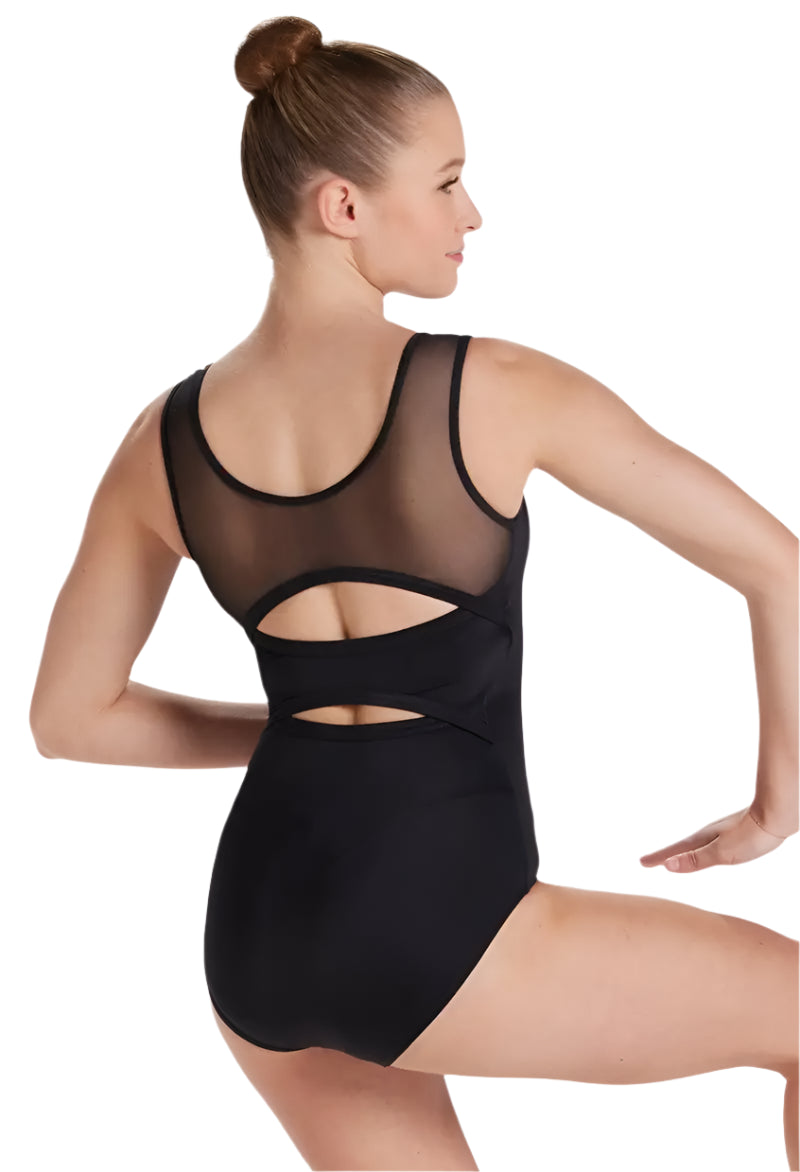 Cutout Mesh Back Tank Leotard