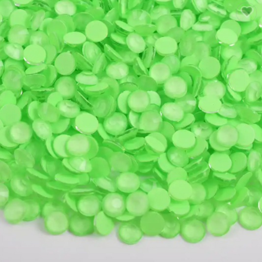 130 Neon Solid Green - Premium Glass Crystal Flatback Rhinestones