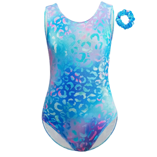 Metallic Leopard Print Gymnastics Leotard