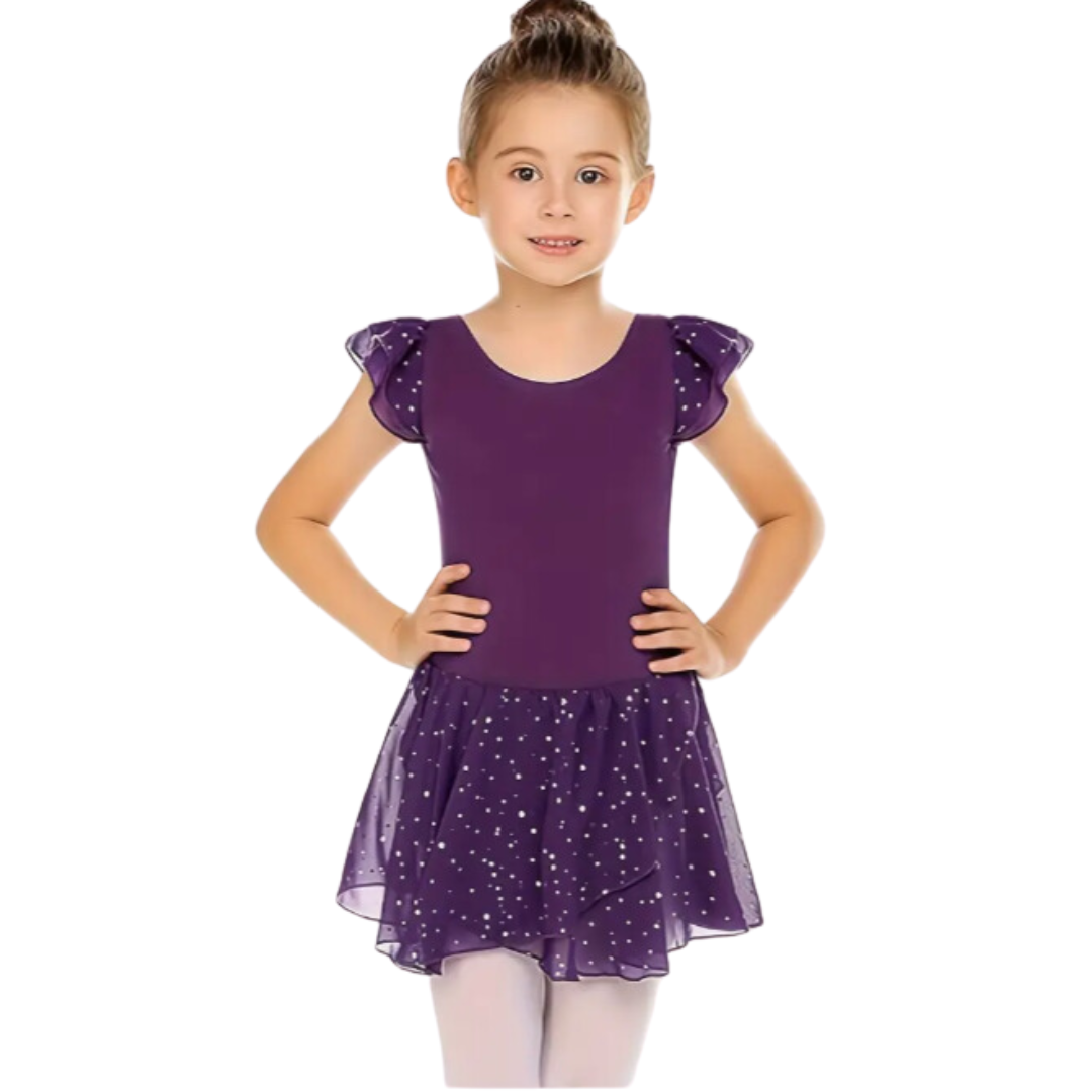 Sequin Cap Sleeve Skirted Leotard