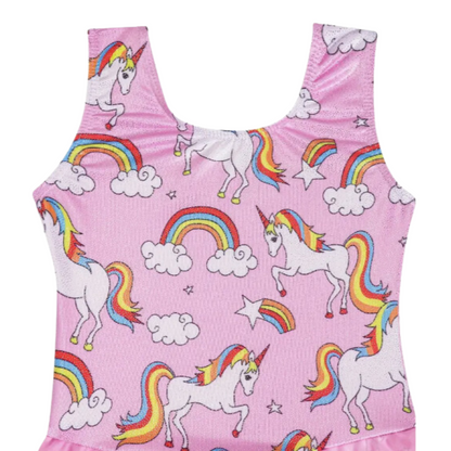 Girls Rainbow Printed Skirted Leotard