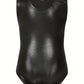 Solid Black Metallic Bodysuit