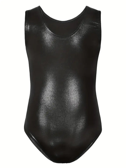 Solid Black Metallic Bodysuit