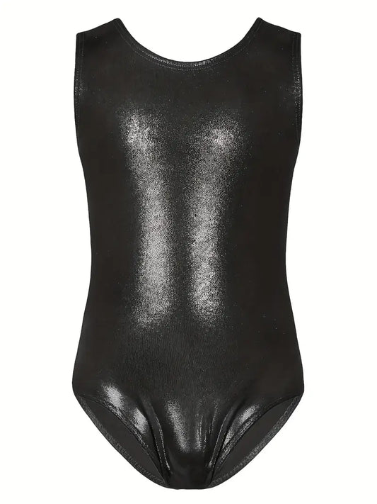 Solid Black Metallic Bodysuit