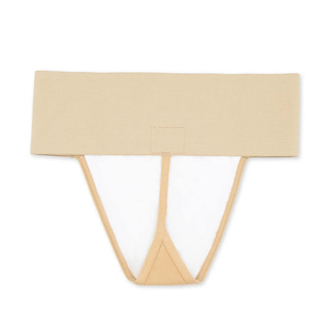 Beige top with thin straps on a white background