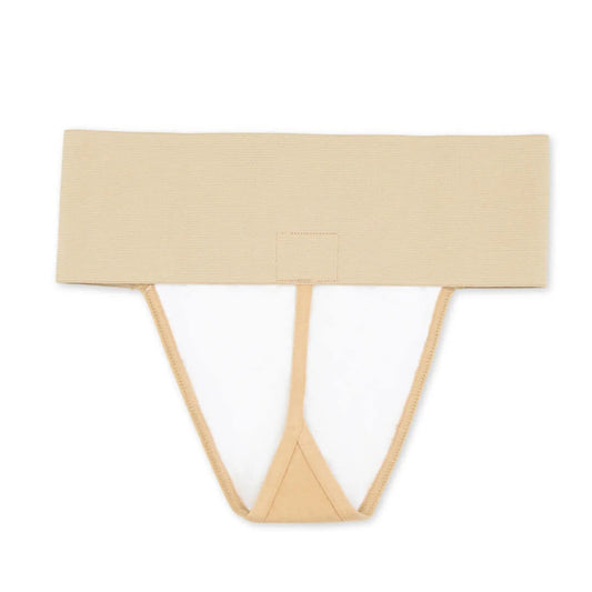Beige top with thin straps on a white background
