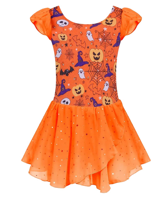 "Trick or Twirls" Skirted Leotard