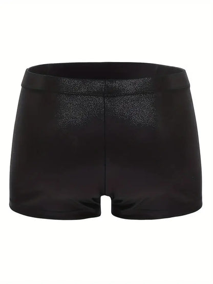 Solid Black Metallic Hot Shorts