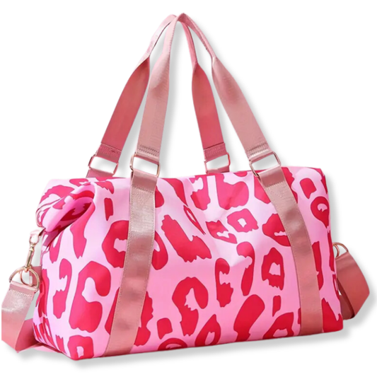 Pink Leopard Print Duffle