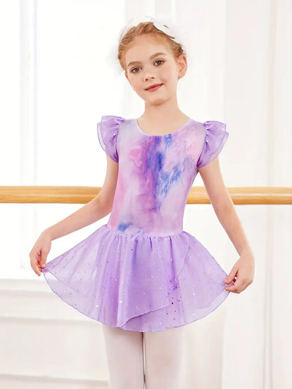 "Starry Night" Ruffle Trim Skirted Leotard