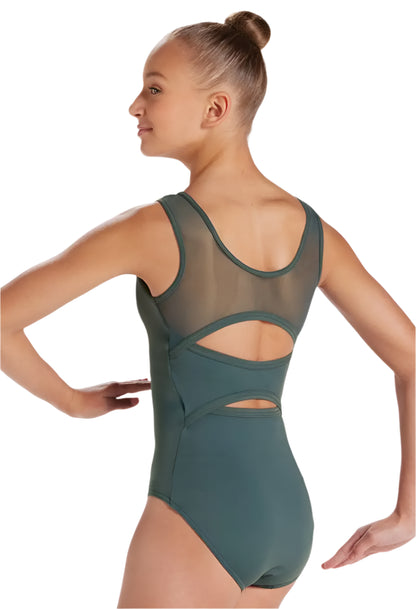 Cutout Mesh Back Tank Leotard