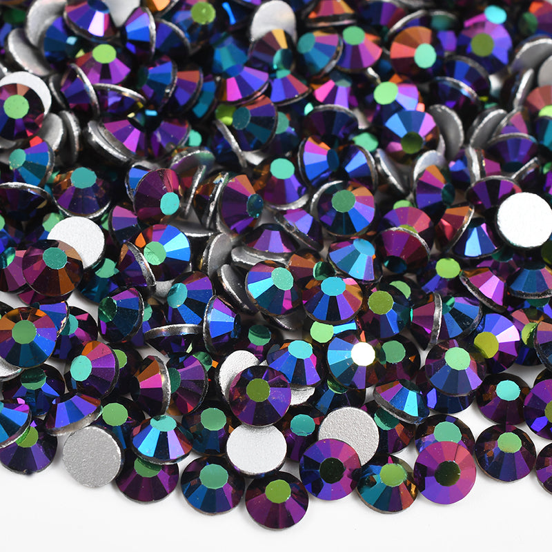 091 Rainbow Dark - Premium Glass Crystal Flatback Rhinestones