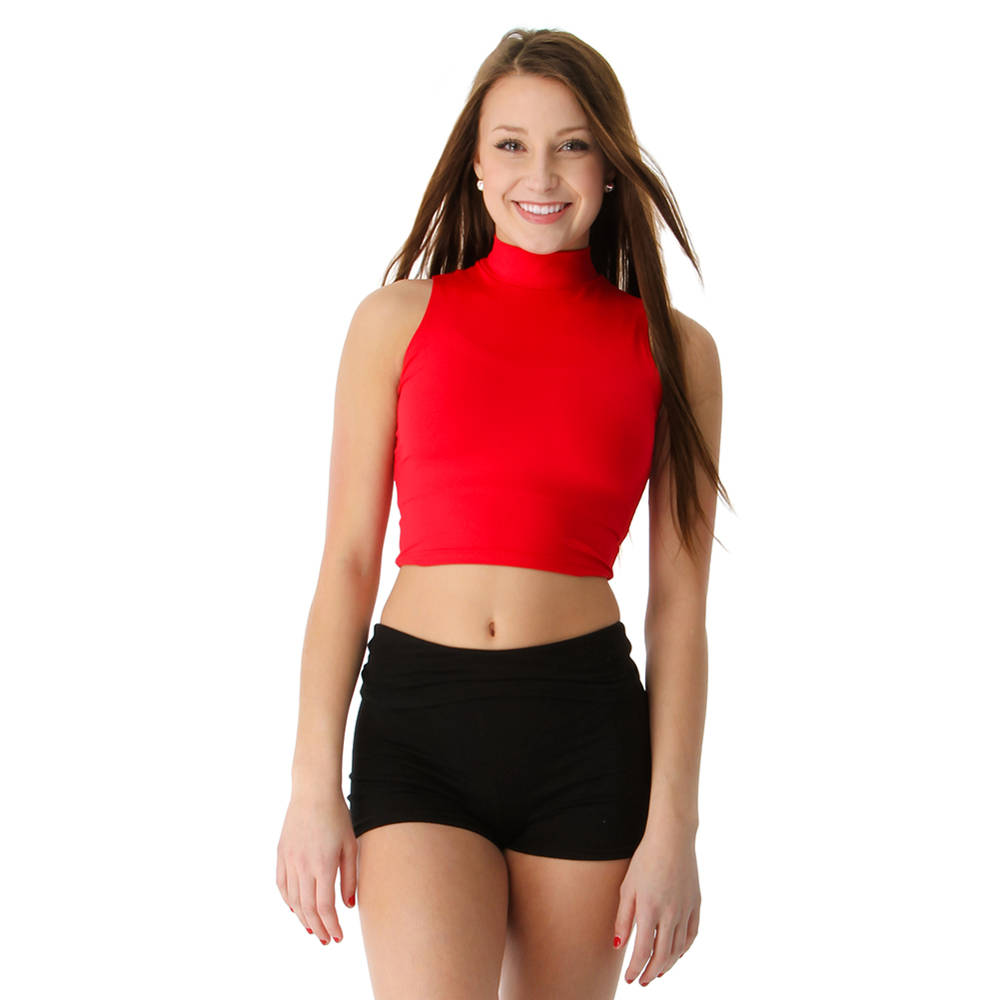 Mock neck cropped top hotsell